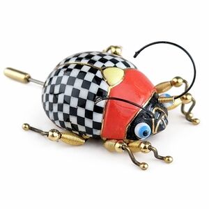 EUC Cynthia Chuang Porcelain Beetle Brooch Handcrafted Art Jewelry